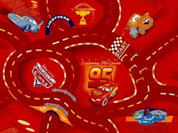 Dětský koberec World of Cars 10 červený s filcem 
