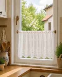 Záclona žakarová 60 cm vitrážová hustá s květy
