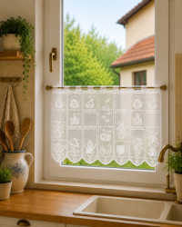 Záclona žakarová 60 cm vitrážová kuchyňský motiv 