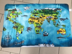 Plyšový dětský koberec World Map 