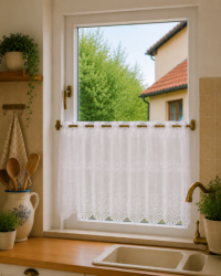 Záclona žakarová 80 cm vitrážová hustá s květy