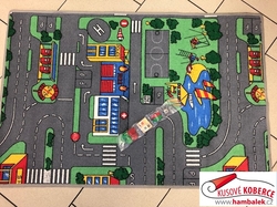 Dětský koberec Dopravní hra 80 x 120 cm včetně hracích figurek