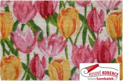 Rohožka kokosová s gumou Tulipány 40x60